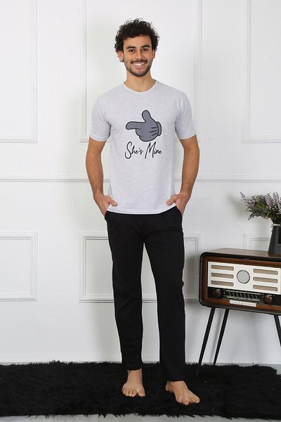 Akbeniz Ανδρικό σετ πιτζάμες Cotton Combed Cotton Lover Combination Grey 50126 Η τιμή είναι για μονό σετ