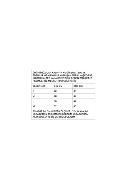 LADY HAZAL Red Halter Neck Crop Top Darkalıp Ribbed Thin Bias Bustier