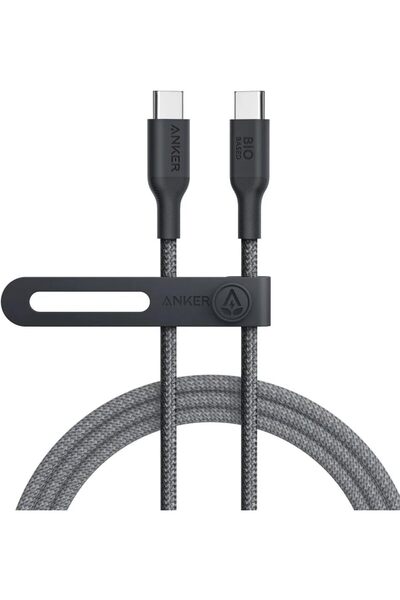 Anker كابل شحن USB-C إلى USB-C 544 بطول 3 أقدام (نايلون حيوي)، أسود