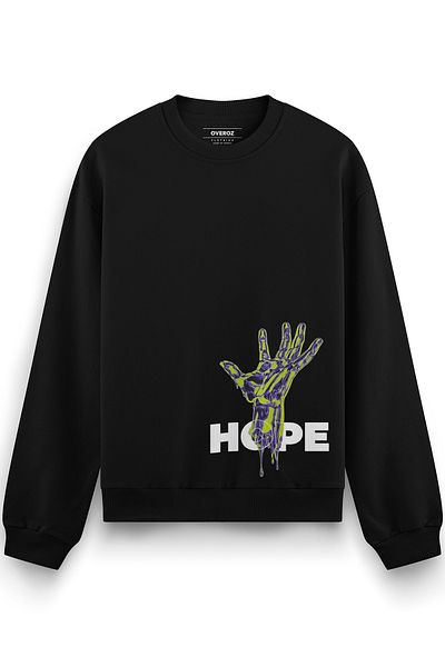 Overoz Черен суитшърт с принт Hope Oversize S1201