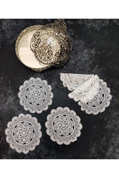 Çt Çeyizci Tekstil 6 Pieces of Needlework Presentation Napkins - Coffee Side, Cocktail Napkin, Coasters