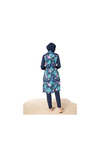 Ruko Maio 22145 Colorful Women's Patterned Hijab Swimsuit