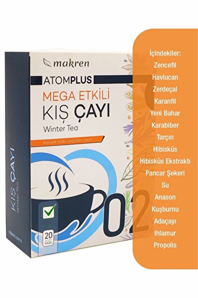 Makren Atom Kış Çayı 20 Adet Şase - Propolisli Zencefilli Mega Etkili & Sağlıklı Kış Içimi