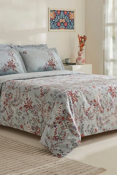 Karaca Home Bono Mint Double 100% Cotton Duvet Cover Set
