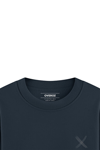 Overoz Нічний синій оверсайз без змін з принтом на спині Світшот оверсайз S1205