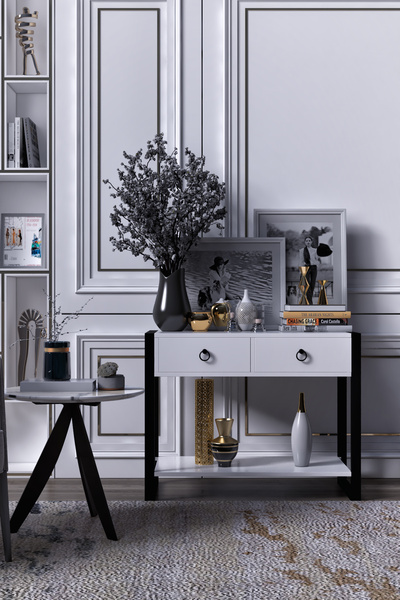 moka park avm Çekmeceli Raflı Dekoratif  Metal Ayaklı Antre  Şık  Dresuar