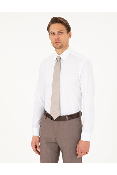 Pierre Cardin قميص أساسي أبيض بقصة ضيقة وأكمام طويلة 50292552-VR013