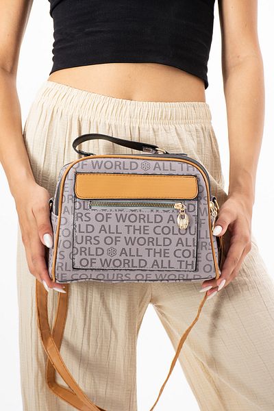 Reddington Geantă gri pentru femei - 3 compartimente, curea lungă, geantă crossbody