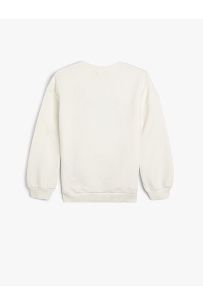Koton Cotton Long Sleeve Sweatshirt - Crew Neck and Print Detail