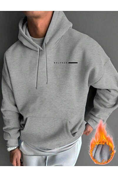 ORLONTEX Ανδρικό φούτερ με κουκούλα σε γκρι ριγέ Balance