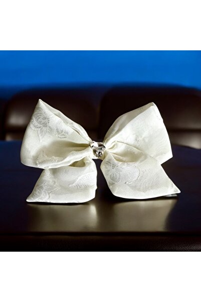 alsaccessories Clip de păr model fundă din țesătură de culoare albă