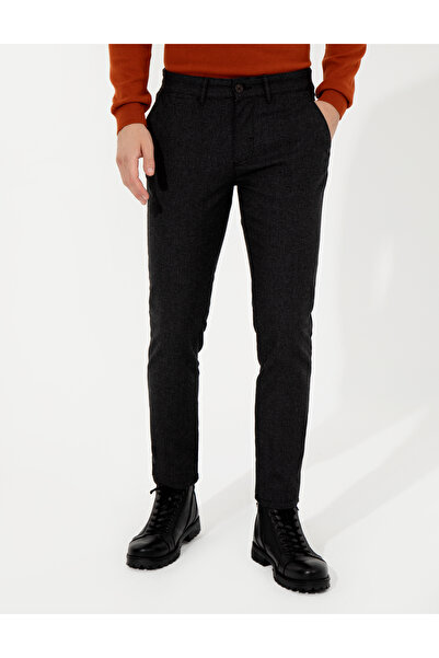 Pierre Cardin Siyah Slim Fit Keten Karışımlı Kanvas Pantolon 50259760-VR046