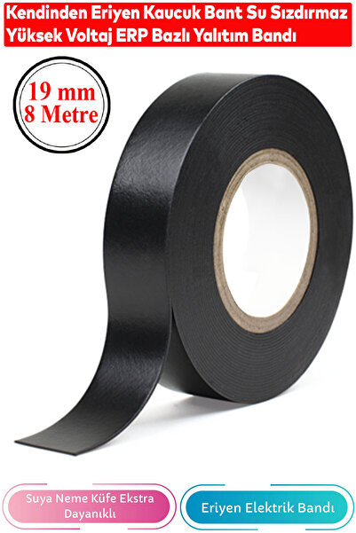 Badem10 Eriyen Bant Elektrik Elektrikçi Bandı Kablo Bantı Su Geçirmez Su Altı Yapışkanlı Kauçuk Su Yalıtım
