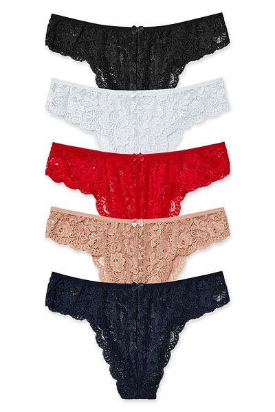 HNX Γυναικεία εσώρουχα 5 συσκευασιών Lace Plus Size ψηλόμεση