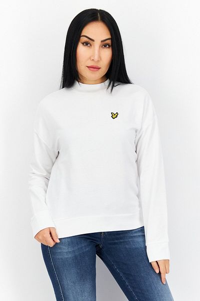 Lyle & Scott Women Mock Neck Long Sleeves Embroidered Logo Sweatshirt, White