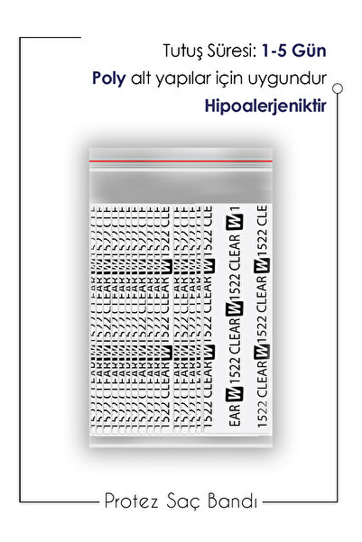 Walker Tape 1522 Clear Poly Alt Yapılar Için Protez Saç Bandı Düz 1'' X 3'' (...