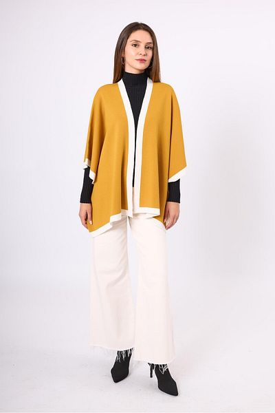 Peraluna Poncho de tricotaj pentru femei Mustard Mary