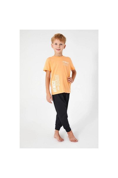 ROLY POLY 3041 Orange Cotton Short Sleeve Men's Waiter Pajama Set
