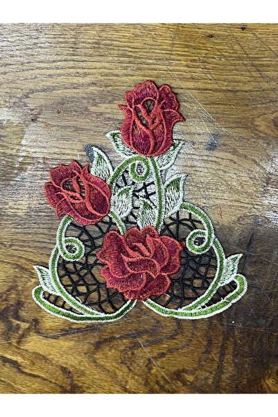 Gönülden Tasarım 15x15 cm Crveni vez Cvetni dezen Armız šivaća aplikacija