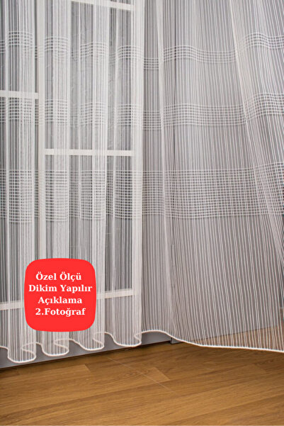 Perde Pendik Chain Patterned Striped Luxury Gingham - Does Not Want to Iron and Does Not Wrinkle (Width X Length)