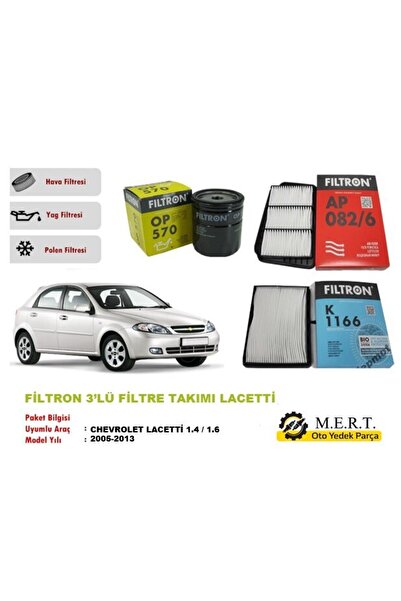 M.E.R.T. OTOMOTİV-YEDEK PARÇA Chevrolet Lacetti 1.4 / 1.6 Filtre Bakım Seti 2...