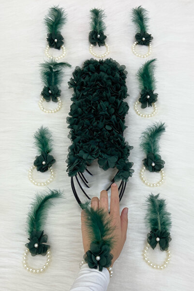 ZEYMERADE سوار وصيفة العروس الأخضر وتاج وصيفة العروس (بلاستيك)، ليلة الحناء، ...