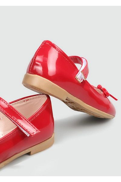 babelia Red Bow Patent Leather Girl's Ballerina Flats