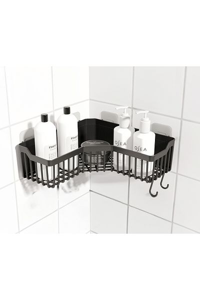 ATA HOME Γωνιακό αυτοκόλλητο ράφι μπάνιου Banyor, Γωνιακός οργανωτής μπάνιου, θήκη σαμπουάν για ράφι ντους, πλαστικό