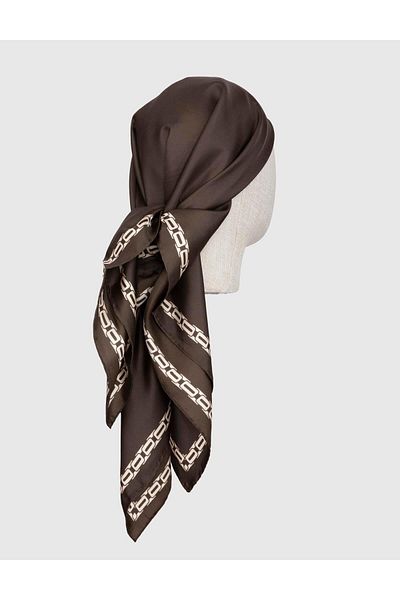 İLVİ Mersa Women's Scarf - Brown, Beige, Silk Twil