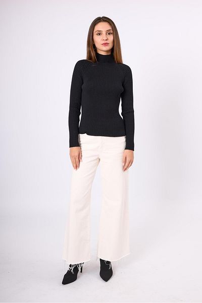Peraluna Pulover de damă tricotat Britta Rib Knit Fit - negru