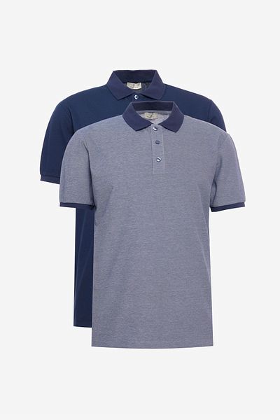 George Henry Balení 2 nekrčivých bavlněných Slim Fit pánských polokošile s límcem v námořnické modré a námořnické bez curlingu