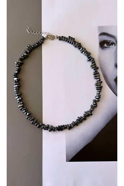jewine studio Minimal Hematit Taşlı Choker Kolye - Şıklık ve Dengeyi Bir Arad...