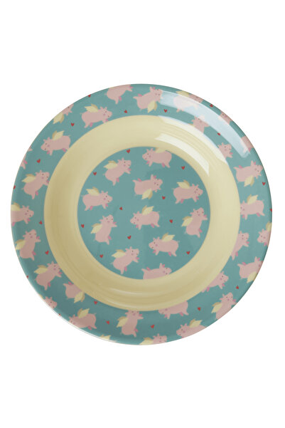 RICE Melamin Çocuk Çukur Tabak - Uçan Domuz