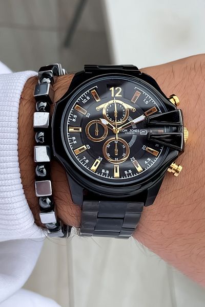 Tom Jones Steel Men's Wristwatch Waterproof + Bracelet Gift