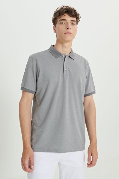 George Henry 3-Piece Non-Shrink Cotton Fabric Slim Fit Men's Light Navy Blue-Grey-Black Non-Curling Polo Collar T-Shirt Pack