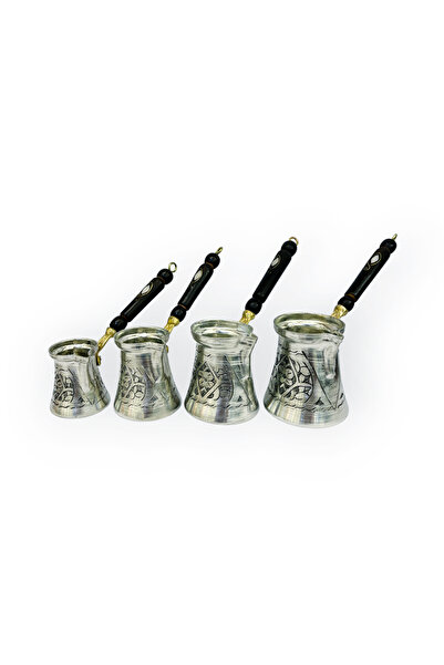EFEMİR Pasha Embroidered Pewter Copper Coffee Pot Set
