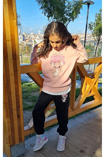 LePold Set oversize mikiny a tepláků s růžovým a černým potiskem - 3 vlákna