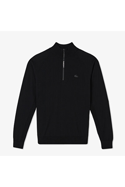 Lacoste Erkek Regular Fit Yarım Fermuarlı Siyah Triko