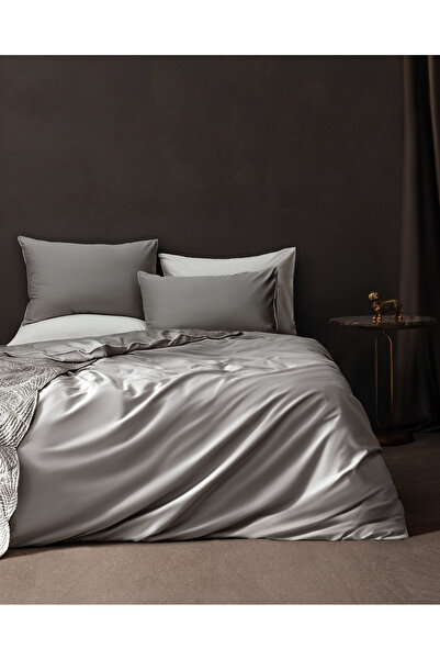 Madame Coco Alicia Bias Double - 300Tc Satin Duvet Cover Set - Gray