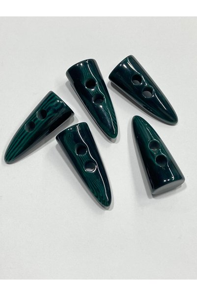 karantuhafiye Buton din fildeș tip ciobănesc / 4 cm / Set de 5 bucăți / Seria Gri / Verde închis