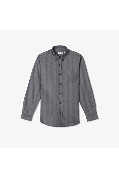 Lacoste Erkek Slim Fit Düğmeli Yaka Gri Gömlek
