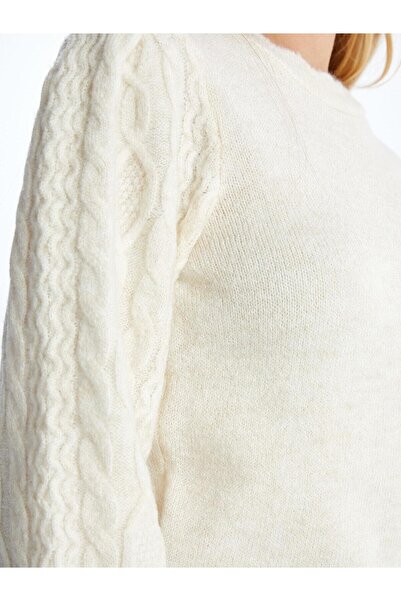 LC Waikiki LCW Comfort Bisiklet Yaka Kendinden Desenli Kadın Triko Kazak