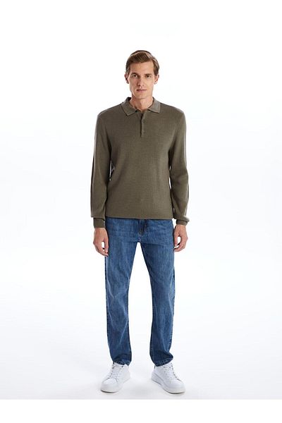 LC Waikiki LCWAIKIKI Classic Polo Collar Long Sleeve Men's Knitwear Sweater