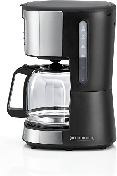 Black&Decker 900W 12 Fincan Programlanabilir Kahve Makinesi - 1.5L Cam Sürahi, Dijital LCD Ekran