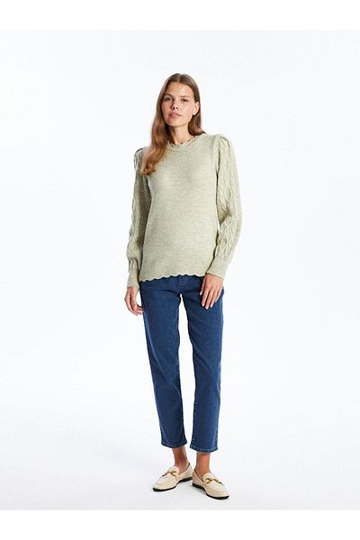 LC Waikiki Lcw Comfort Crew Neck Self Patterned Women's Knitwear Sweater