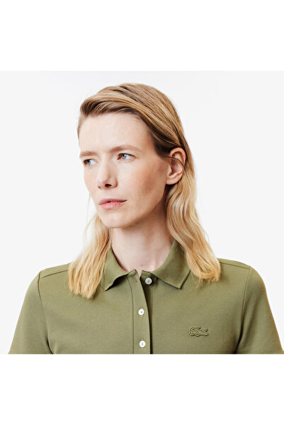 Lacoste Kadın Slim Fit Haki Polo