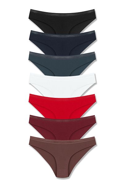 HNX Γυναικεία εσώρουχα 7 Pack Interlock Laser Cut Mesh Slip από καουτσούκ