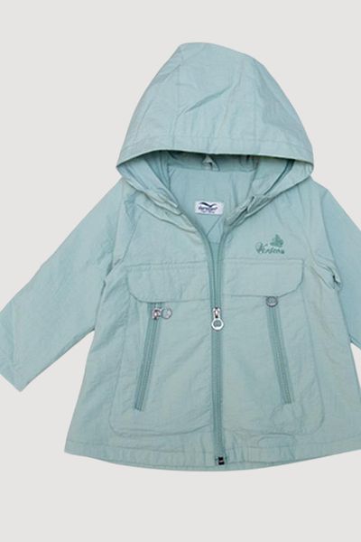 Verscon Hooded Raincoat with Front Zipper Pocket Seasonal Lightweight Girl's Coat