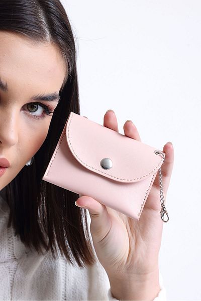 Gempo Premium Practical Strap Card Holder Minimalist Wallet Women's Card Holder Women's Wallet Powder Pink