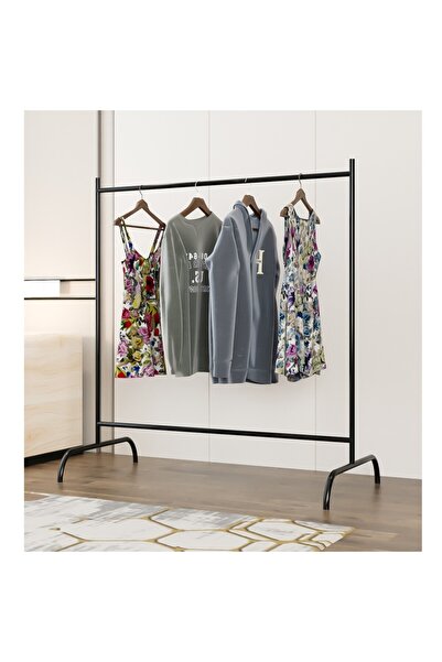 eportatif Konfeksiyon Askısı Ayaklı Askılık Elbise Askılığı Siyah